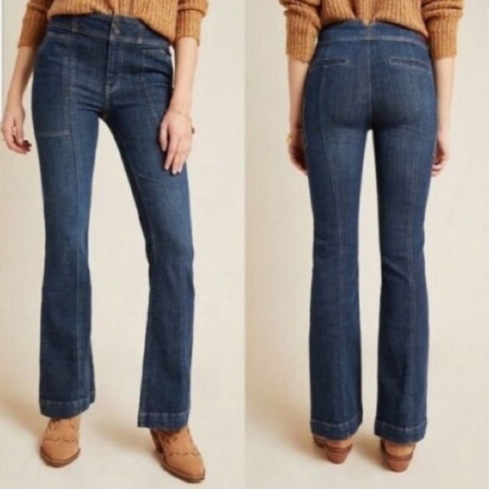 Anthropologie Pilcro High Rise Trouser Bootcut Dark Wash Jeans, Size 26